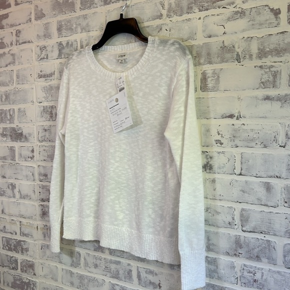 J.Crew Women’s XS Crewneck Beach Sweater White Long Sleeve Lightweight NWT READ - Picture 3 of 10